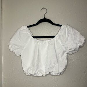 Zara White Puff Sleeve Crop Top